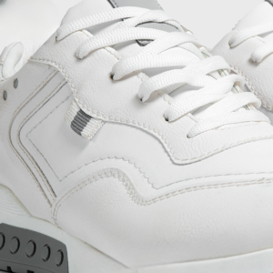Comfort Stride Leather Sneakers (white with gray color)