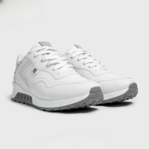 Comfort Stride Leather Sneakers (white with gray color)
